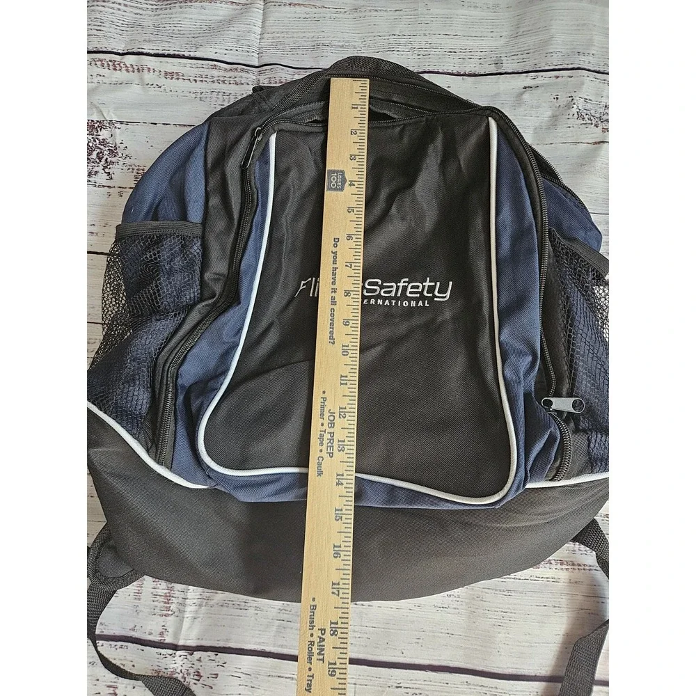 FlightSafety International Backpack Black Blue Travel Laptop Bag Padded Straps